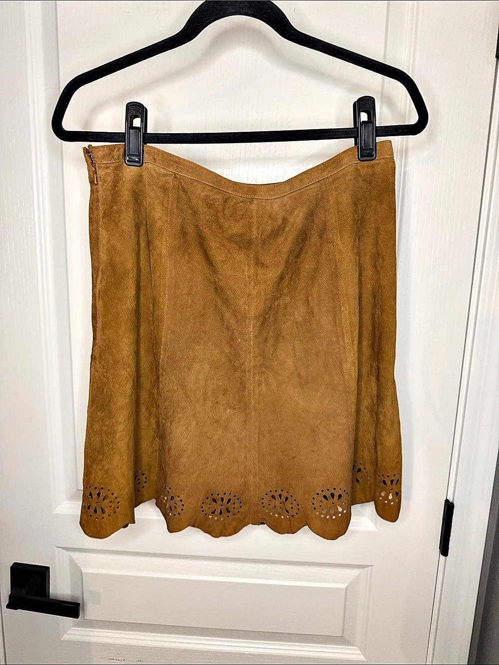 Ivanka Trump 100% Suede Laser-Cut A-Line Skirt in Brown Size 6